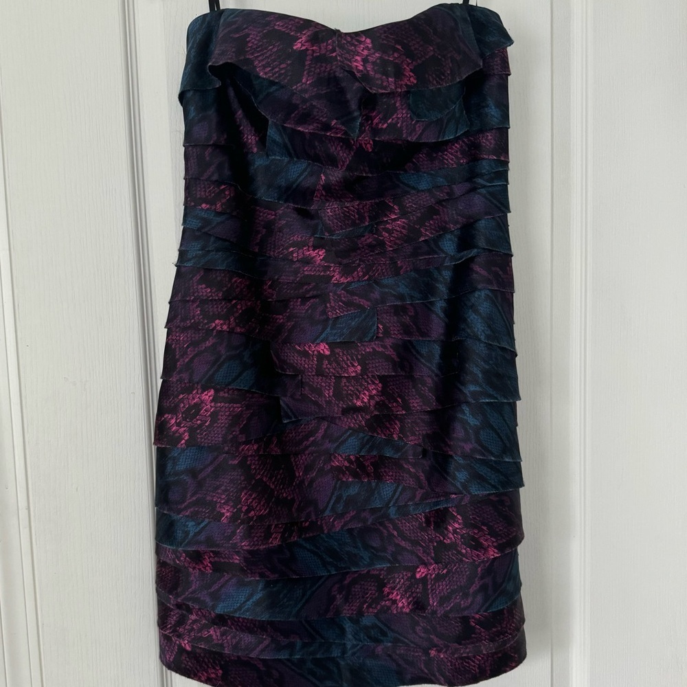 Bebe layered Dress snakeskin animal print strapless - Picture 2 of 5